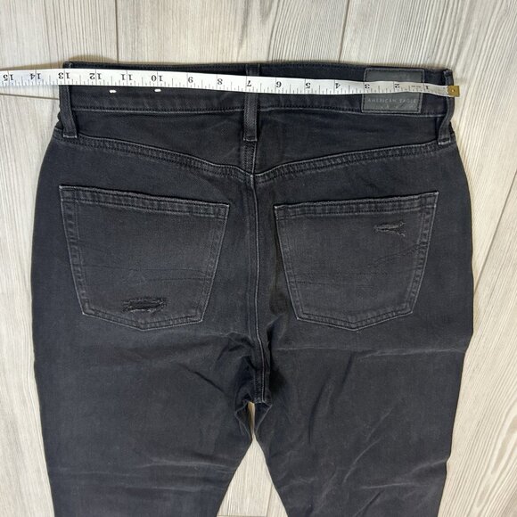American Eagle Highest Rise 90's Boyfriend Black Wash Jeans Size 4 Distressed - Picture 9 of 10